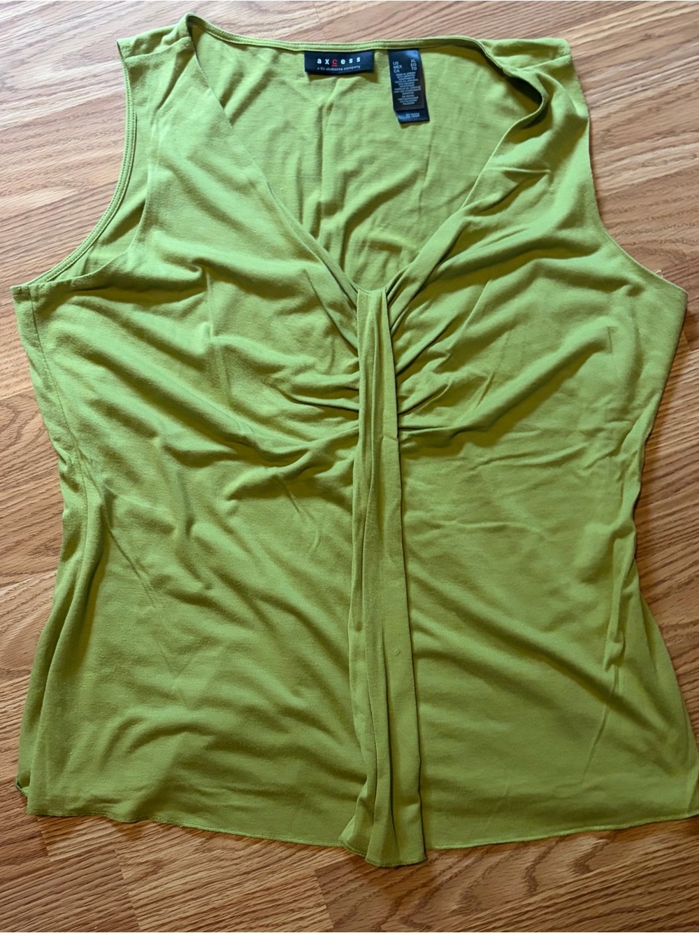 Axcess Lime Green Twist-Front Sleeveless Tank Top